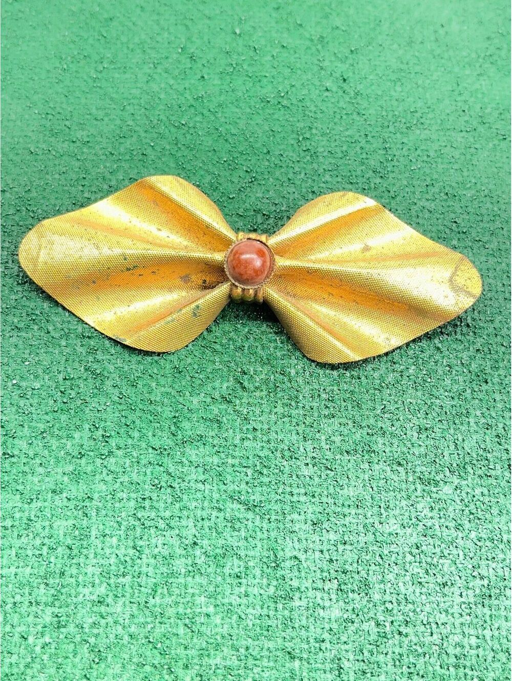 #30 Antique 1920-39’s Art Deco Bow Brooch Cooper/Brass (has wear)
